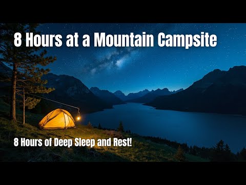 8 Hours at a Mountain Campsite | Glacial Lake Reflections, Starlit Sky & Sleep Ambience