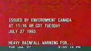 The Weather Network 1993-07-27: Local Forecast with Warning