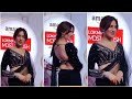 Mahira Sharma Looking Hot In Black Saree Lokmat Most Stylish Awards In Mumbai
