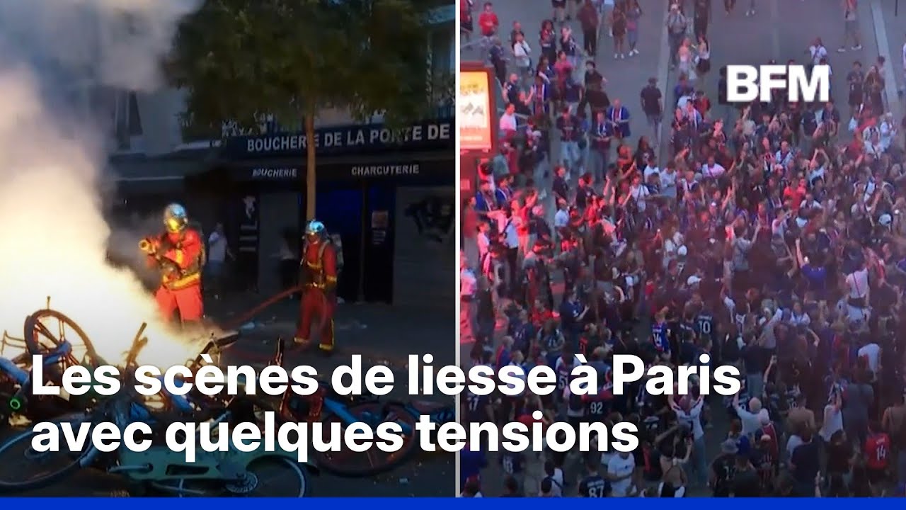 PSG champion d'Europe: les images des scènes de liesse à Paris avec quelques tensions