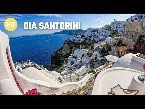 Boutiques & Sunset View Point Walking Tour in Oia, Santorini, Greece,  2021 [4K]