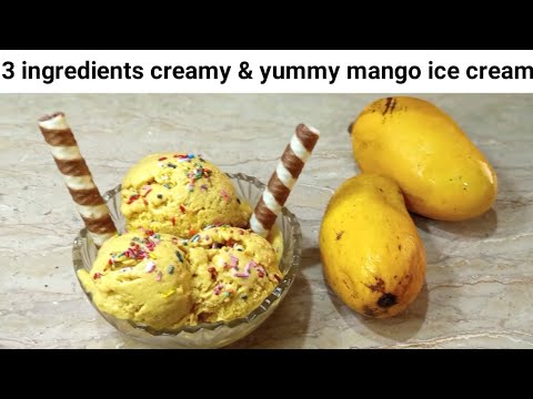 3 ingredients creamy mango ice cream/گرمی بھگائیں بنائیں یہ مزیدار ائسکریم/unaiza Sheikh Kitchen
