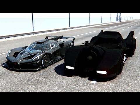 Bugatti Bolide Black Edition vs Batmobile 1989 - Drag Race 20 KM