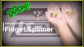 YouTube thumbnail: Fidget Spinner Bowling with Lego Mini Figures Experiment Blackguppy Knock down Father Son
