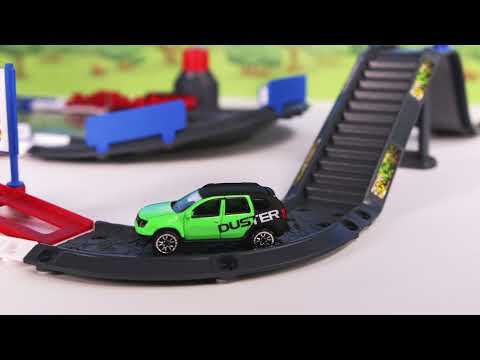 Pista de masini Majorette Creatix Dacia Duster Test Center cu 4 masinute