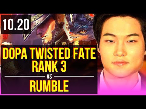 Dopa TWISTED FATE vs RUMBLE (MID) | Rank 1 Twisted Fate, Rank 3, KDA 3/1/5 | KR Challenger | v10.20