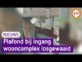 Storm Eunice blaast plafonddelen van wooncomplex Apeldoorn los