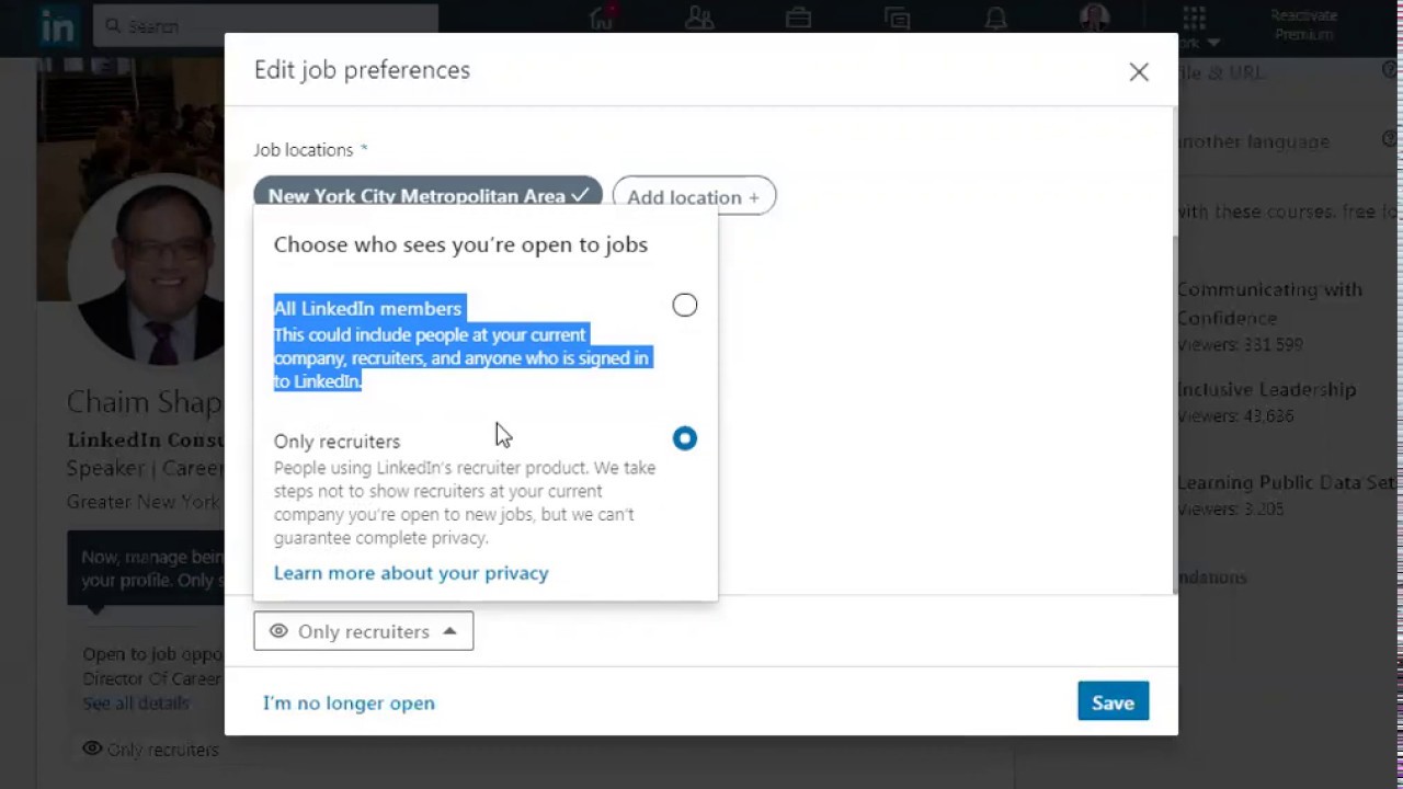 LinkedIn Changes to Open Candidate