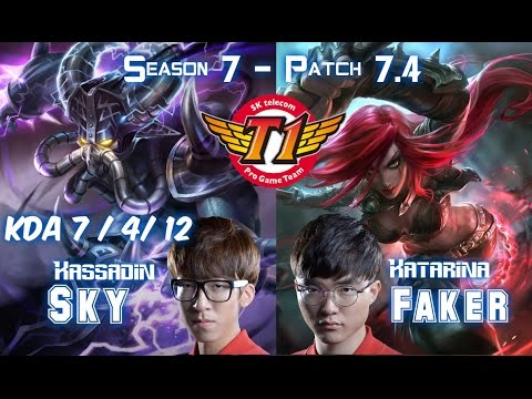 SKT T1 Sky KASSADIN vs SKT T1 Faker KATARINA Mid - Patch 7.4 KR Ranked