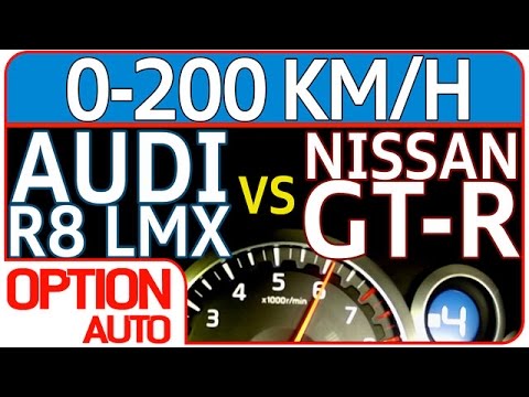 ★ 0-200 km/h • Audi R8 LMX vs Nissan GT-R 2012 (Option Auto)