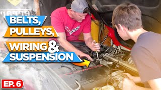 Ep. 6 Rebuilding a Wrecked C5 Corvette | Changing Belts, Pulleys, Wiring, and Sway Bar Links