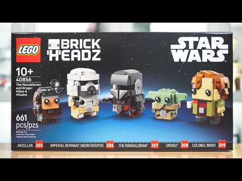 YouTube thumbnail: LEGO Star Wars 40856 THE MANDALORIAN & GROGU: ALLIES & VILLANS BRICKHEADZ Review! (2026)