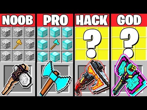 Minecraft Battle: ABILITY AXE CRAFTING CHALLENGE - NOOB vs PRO vs HACKER vs GOD ~ Funny Animation