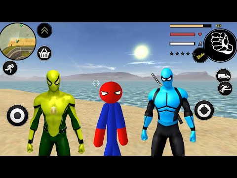 Süper Kahraman Çöp Adam - Best Flying Spider Stickman Rope Hero Beach Update #5 - Android Gameplay