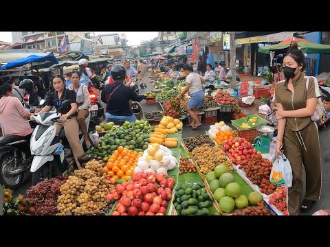 Cambodian Fresh Market Food Organic Fruit, Vegetables, Fish, Meat & More - Cambodian Market Tour