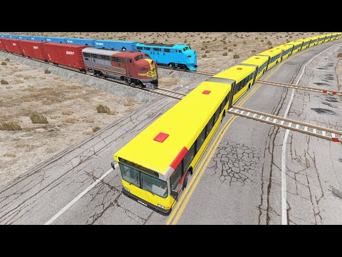 Long Articulated Bus Accident on Railway #15 - Beamng drive