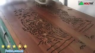 Máy cnc nesting 4 trục cắt vách ngăn trang trí siêu đẹp, cắt ván gia công nội thất đa năng | Holztek