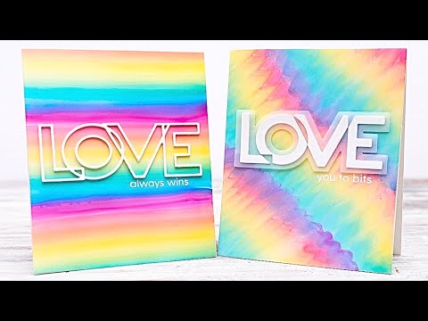 Technique: Rainbow Alcohol Ink Love Cards
