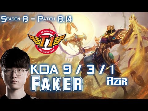 SKT T1 Faker AZIR vs TWISTED FATE Mid - Patch 8.14 KR Ranked