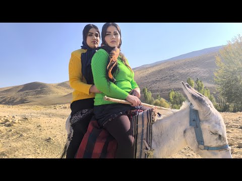 village lifestyle Iran:  donkey riding by Sahar 🏇and amazing cooking in the garden 