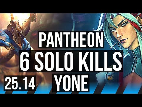PANTHEON vs YONE (MID) | 6 solo kills | KR Diamond | 25.14