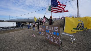 Supporters cheer People's Convoy as it passes through Ohio