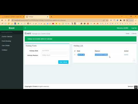 Event Booking System in PHP Application Projects