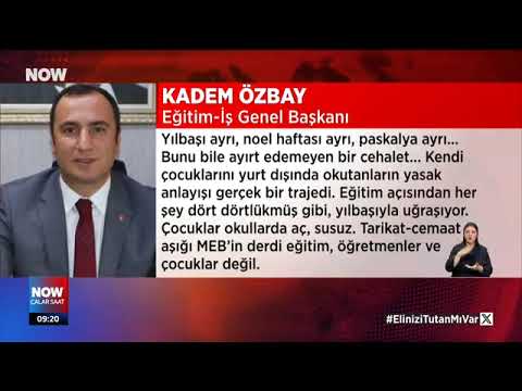 Genel Başkanımız Kadem Özbay, Milli Eğitim Bakanlığı`nın okullara gönderdiği resmi yazıyla yılbaşı etkinliklerini yasaklamasını  Now Tv`ye değerlendirdi. | EĞİTİM İŞ
