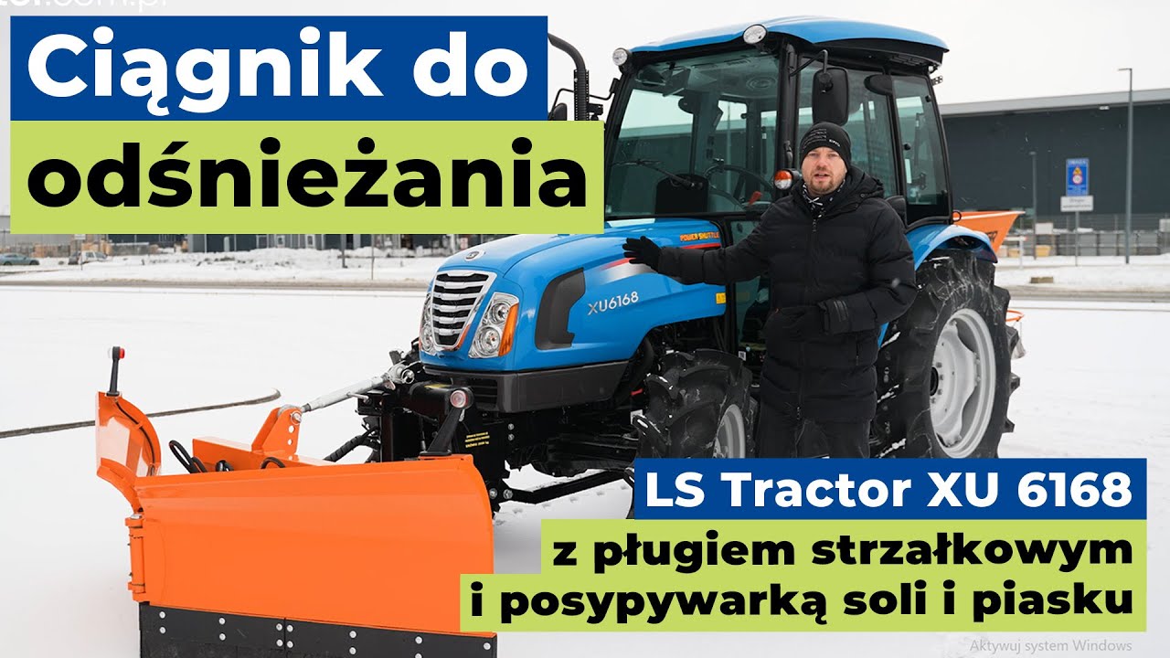 Koreański ciągnik LS Tractor XU 6168 z osprzętem do odśnieżania :: Traktor.com.pl