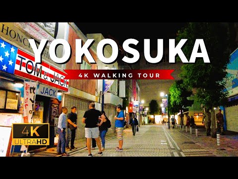 Yokosuka Japan Night Walk 4K | Dobuita Street | The Honch