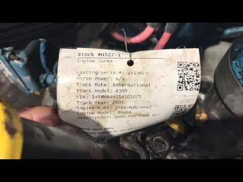 Video for Used 2005 International DT466 Engine Assy