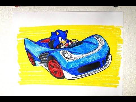 Sonic in the Car Coloring Page
