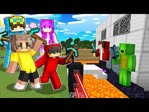 CASH and NIKO and Zoey and Shady vs MOST Secure House Battle in Minecraft Mikey and JJ Maizen Parody