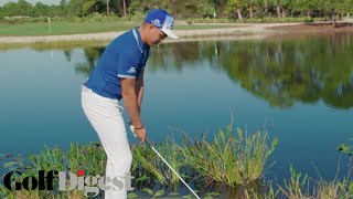 Rickie Fowler Shows How To Skip a Ball On Water While Answering Questions | Golf Tips | Golf Digest video