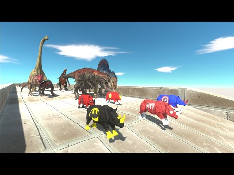 Race to eat Rhino Superheroes - Animal Revolt Battle Simulator