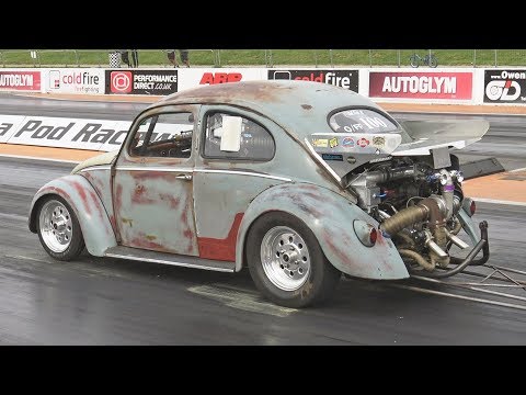2540cc Turbocharged Volkswagen Beetle at Santa Pod Raceway