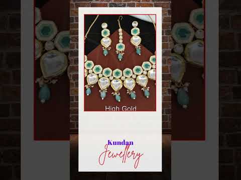 Kundan jewelry high gold polish designer kundan choker style...