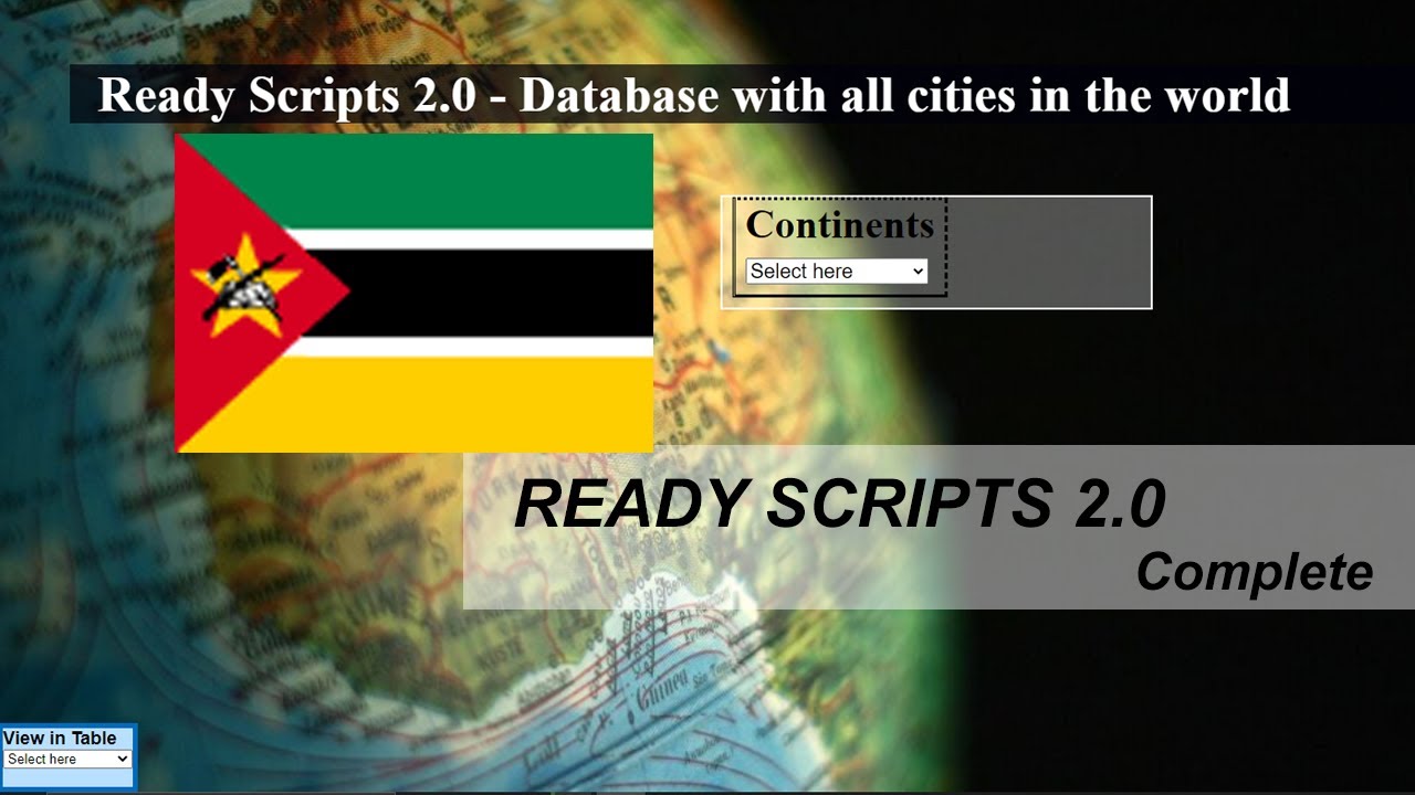 List of cities and provinces in Mozambique database - Ready Scripts 2.0