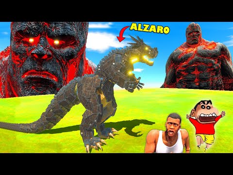 ALZARO SUN GOD vs LAVA GOD in Animal Revolt Battle Simulator with SHINCHAN and CHOP and Franklin