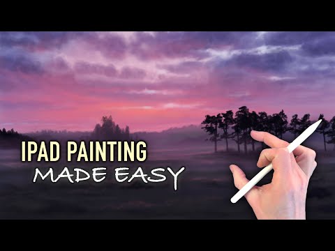 IPAD PAINTING TUTORIAL - Misty Fields Sunrise Landscape in Procreate
