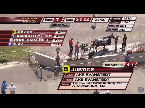 Justice & Åke Svanstedt won Empire Breeders Classic 3 YO C&G ($187,500) in 1.53,3 at Vernon Downs.