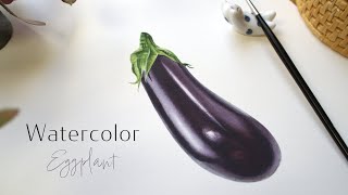 How to paint an Eggplant aka Aubergine | Watercolor Painting Tutorial