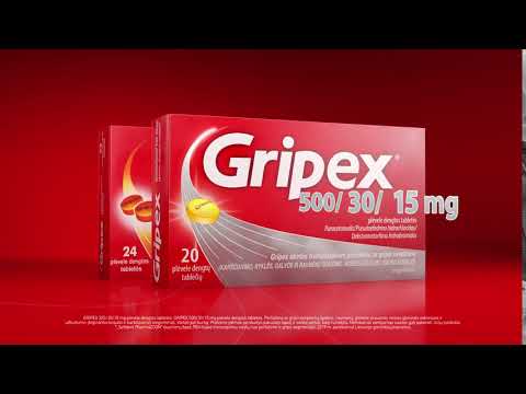 GRIPEX, 500mg/30mg/15mg, plėvele dengtos tabletės, N20