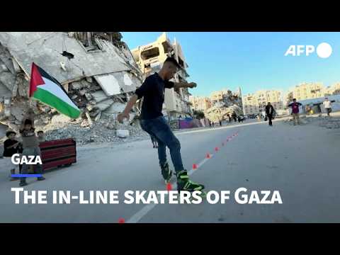 Video Thumbnail: Rolling through the rubble in Gaza | AFP