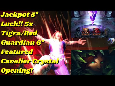 Jackpot 5* Luck!! 5x Tigra/Red Guardian 6 Star Featured Cavalier Crystal Opening! - MCOC