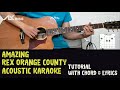 Rex Orange County - AMAZING [ Acoustic Karaoke with Chord & Lyric ]