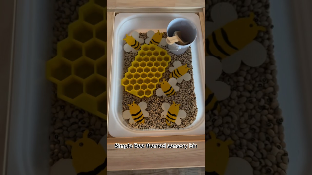 🐝 themed sensory set up #sensorybin #flisattableplay #sensorybinideas #springactivities
