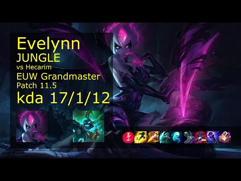 Evelynn Jungle vs Hecarim - EUW Grandmaster 17/1/12 Patch 11.5 Gameplay