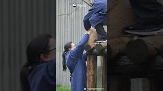 Two Nannies VS. One Very Uncooperative Panda Cub | iPanda #shorts