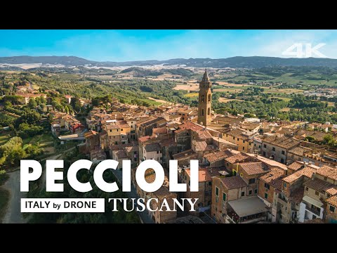 PECCIOLI city of art, Tucany from above | Italy by drone 4K